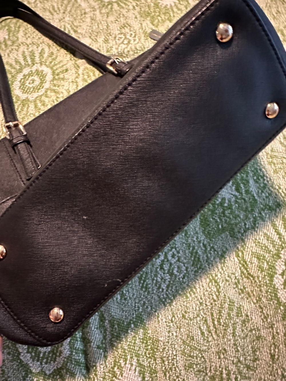 Michael Kors Black Saffiano Leather Tote with Logo Charm - Picture 5 of 10